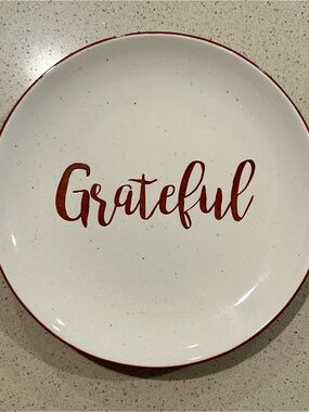 Hobby Lobby Grateful Ceramic Dinner Plate in Burnt Orange and Cream